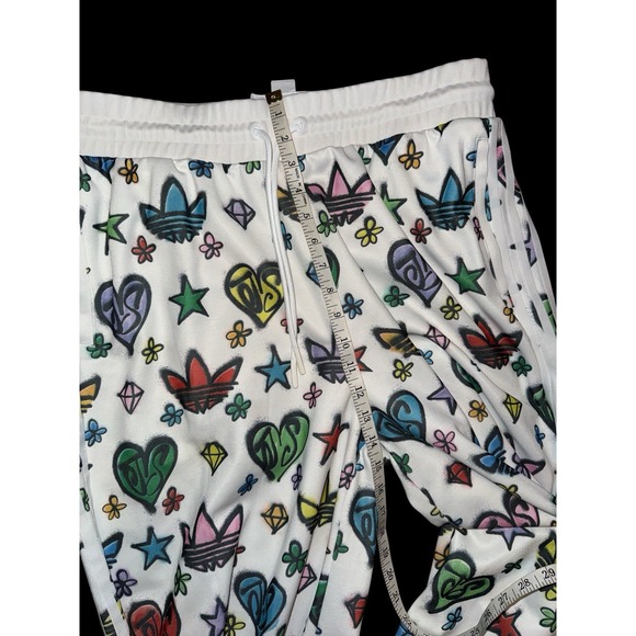 Adidas x Jeremy Scott White Mono Wide Track Pants Sz XL Colorful Graffiti‎  Y2K - Picture 7 of 15